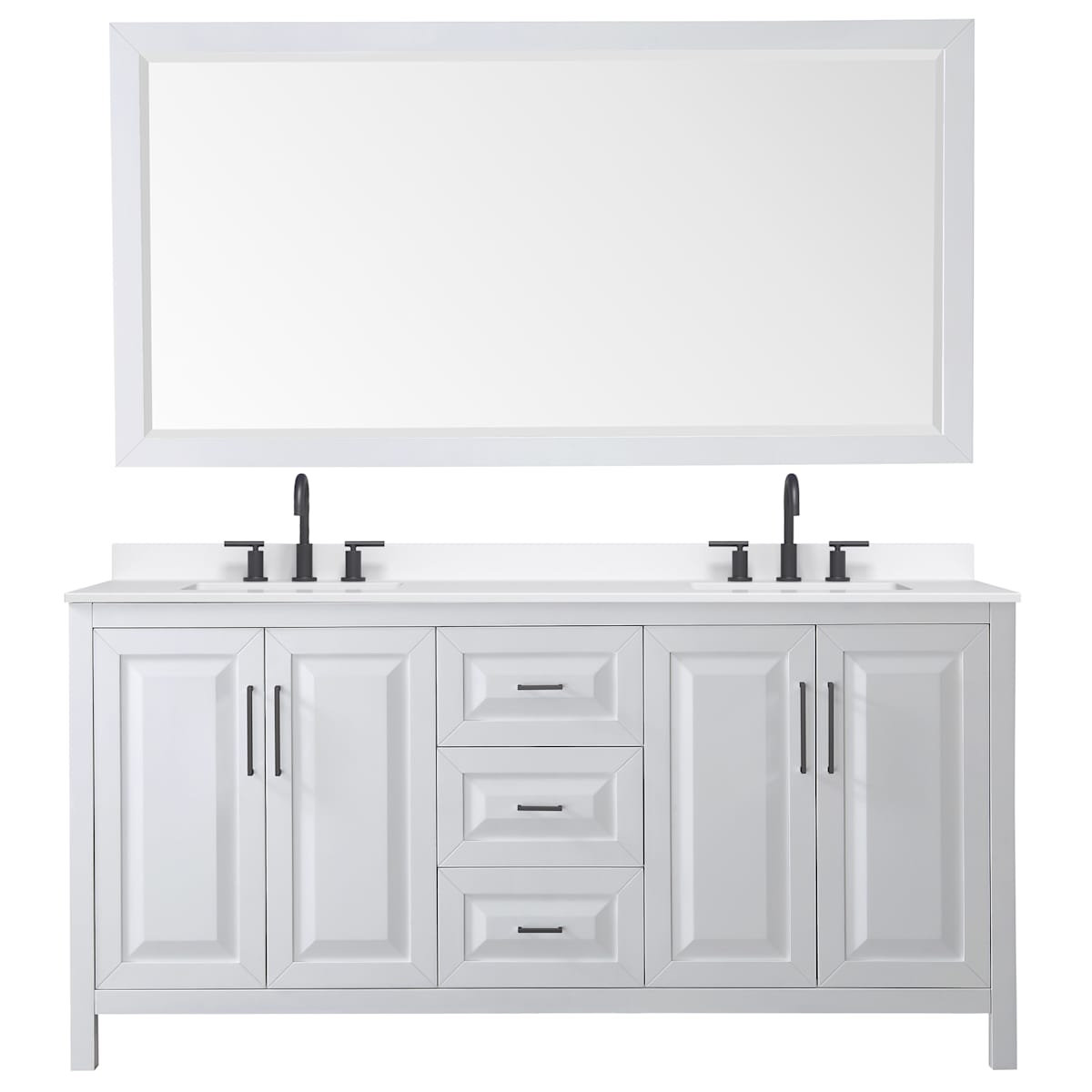 Daria 72" Free Standing Double Basin Vanity Set with Cabinet, Quartz Vanity Top, and Framed Mirror - image 20
