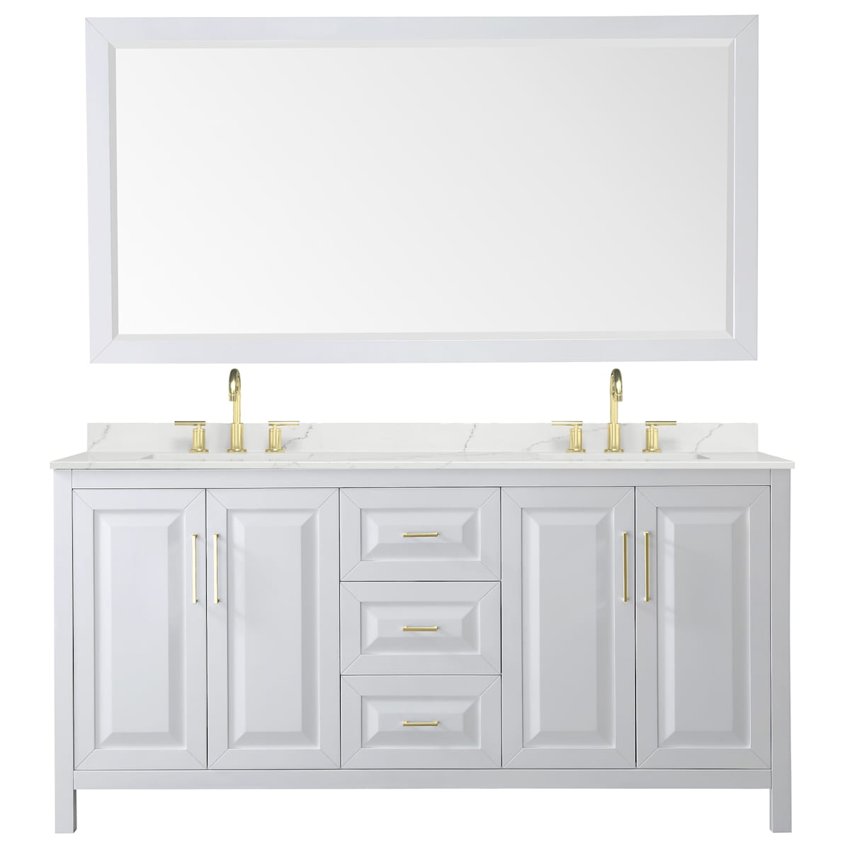 Daria 72" Free Standing Double Basin Vanity Set with Cabinet, Quartz Vanity Top, and Framed Mirror - image 21