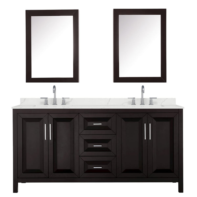 Daria 72" Free Standing Double Basin Vanity Set with Cabinet, Quartz Vanity Top, and Medicine Cabinet - image 11