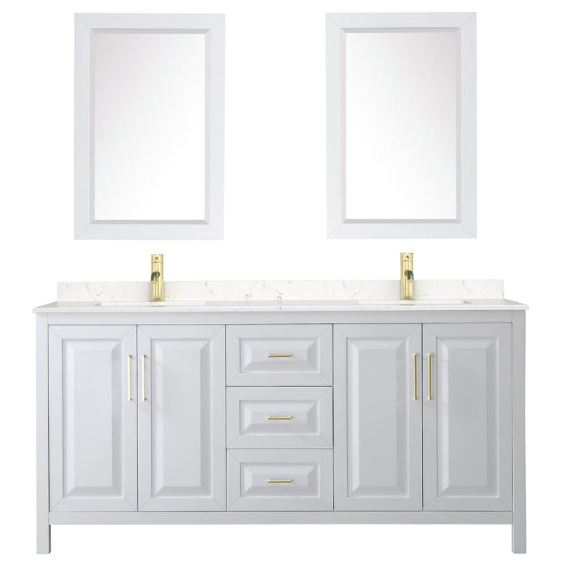 Daria 72" Free Standing Double Basin Vanity Set with Cabinet, Cultured Marble Vanity Top, and Framed Mirror - image 3