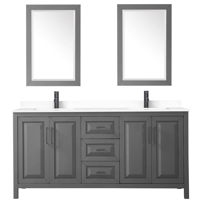 Daria 72" Free Standing Double Basin Vanity Set with Cabinet, Cultured Marble Vanity Top, and Framed Mirror - image 16