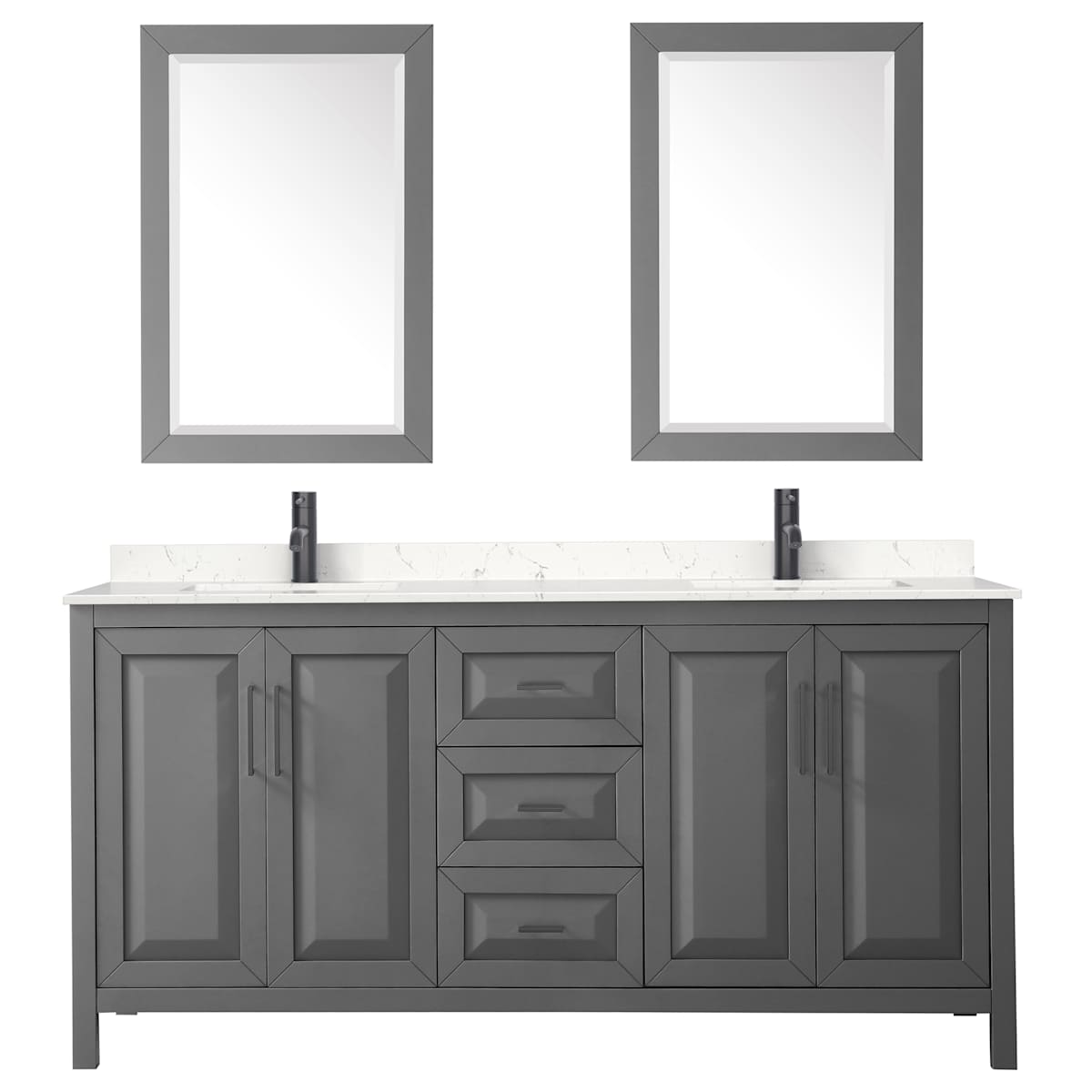 Daria 72" Free Standing Double Basin Vanity Set with Cabinet, Cultured Marble Vanity Top, and Framed Mirror - image 18