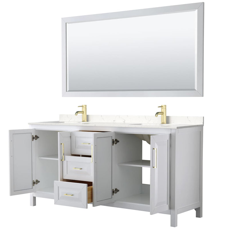 Daria 72" Free Standing Double Basin Vanity Set with Cabinet, Cultured Marble Vanity Top, and Framed Mirror - image 2