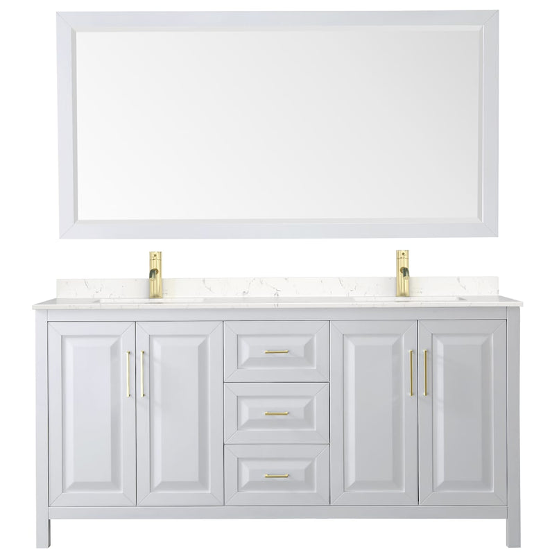 Daria 72" Free Standing Double Basin Vanity Set with Cabinet, Cultured Marble Vanity Top, and Framed Mirror - image 3
