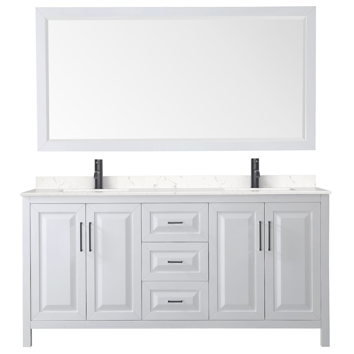 Daria 72" Free Standing Double Basin Vanity Set with Cabinet, Cultured Marble Vanity Top, and Framed Mirror - image 12