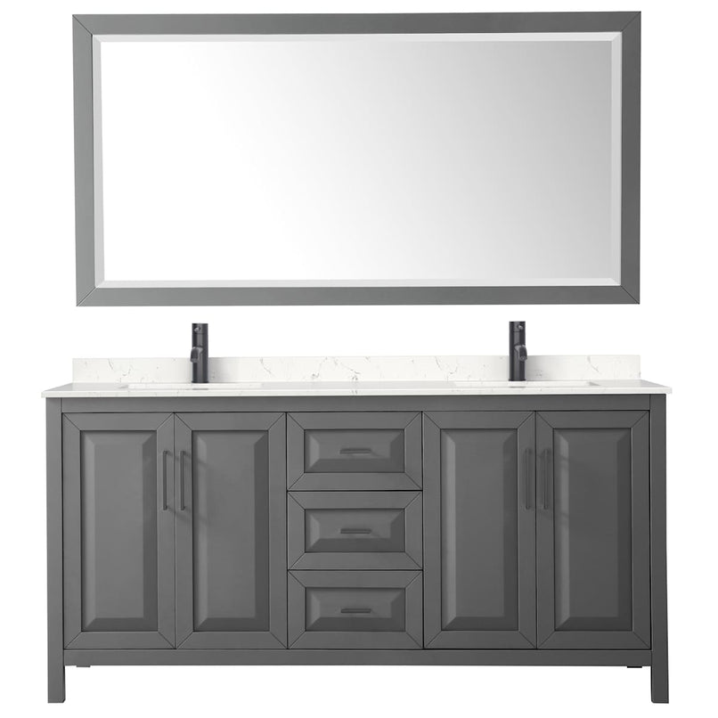 Daria 72" Free Standing Double Basin Vanity Set with Cabinet, Cultured Marble Vanity Top, and Framed Mirror - image 17