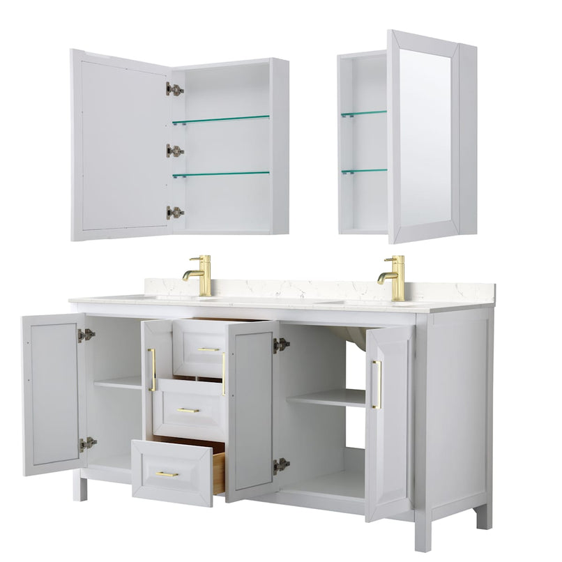 Daria 72" Free Standing Double Basin Vanity Set with Cabinet, Cultured Marble Vanity Top, and Medicine Cabinet - image 2