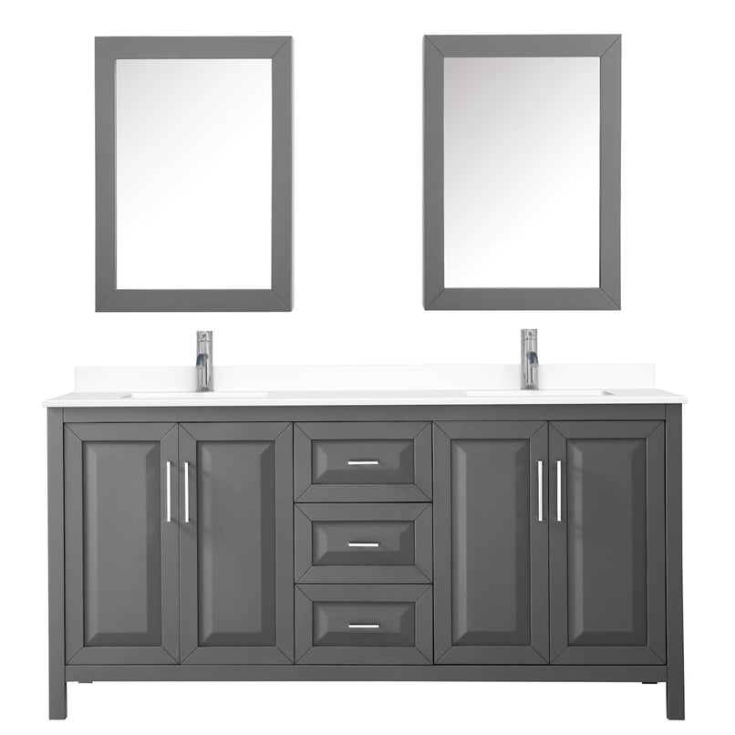 Daria 72" Free Standing Double Basin Vanity Set with Cabinet, Cultured Marble Vanity Top, and Medicine Cabinet - image 13