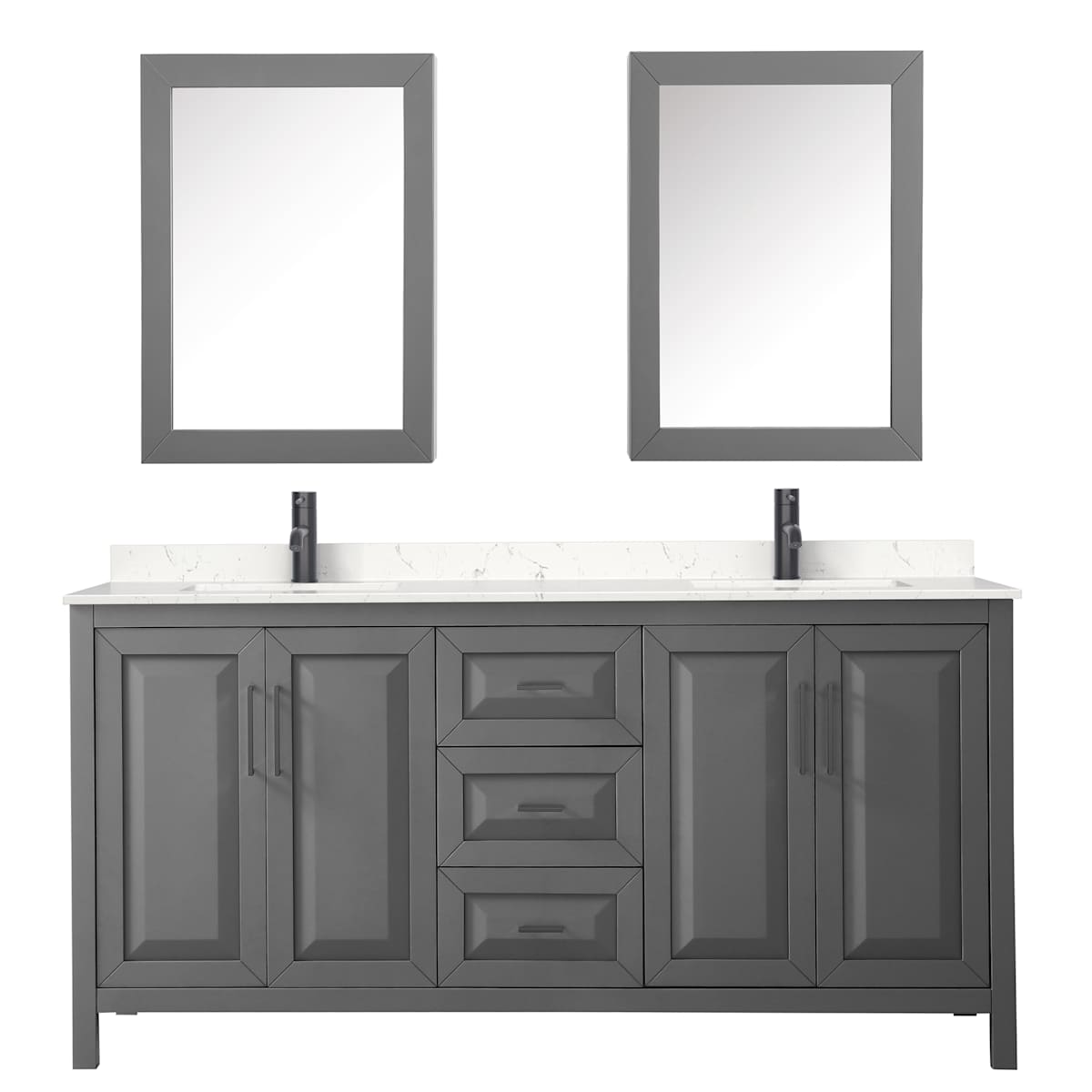 Daria 72" Free Standing Double Basin Vanity Set with Cabinet, Cultured Marble Vanity Top, and Medicine Cabinet - image 17