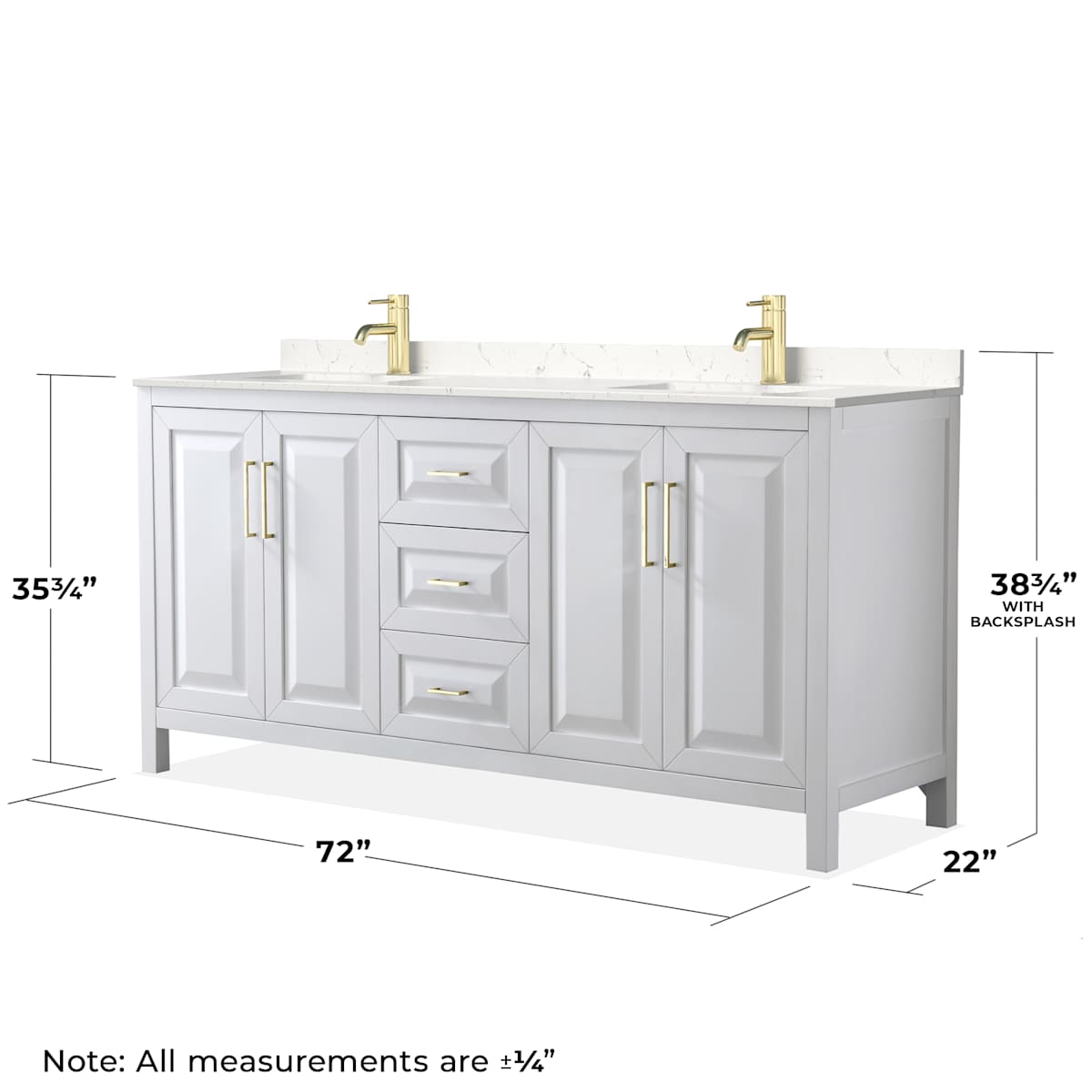 Daria 72" Free Standing Double Basin Vanity Set with Cabinet and Cultured Marble Vanity Top - image 5