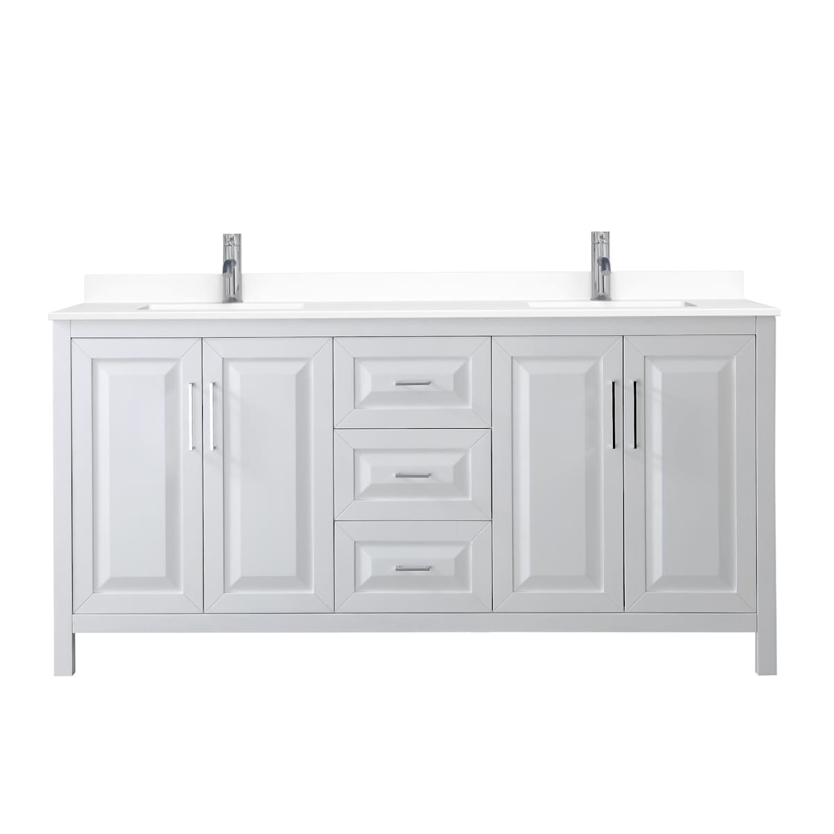 Daria 72" Free Standing Double Basin Vanity Set with Cabinet and Cultured Marble Vanity Top