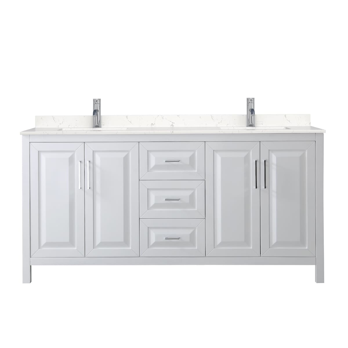 Daria 72" Free Standing Double Basin Vanity Set with Cabinet and Cultured Marble Vanity Top