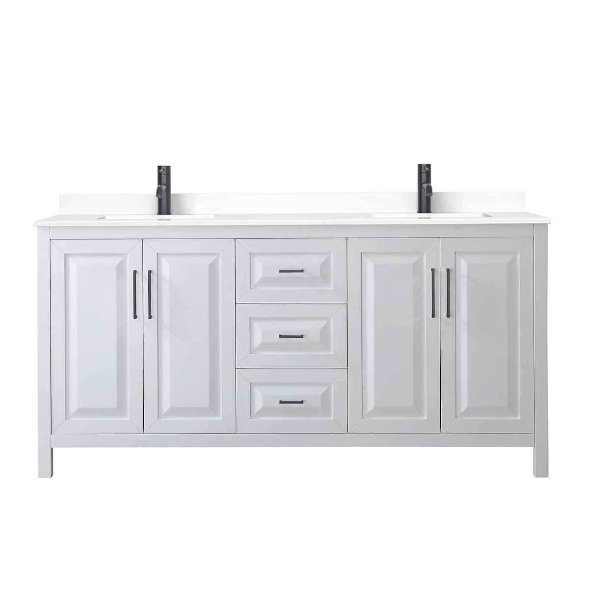 Daria 72" Free Standing Double Basin Vanity Set with Cabinet and Cultured Marble Vanity Top