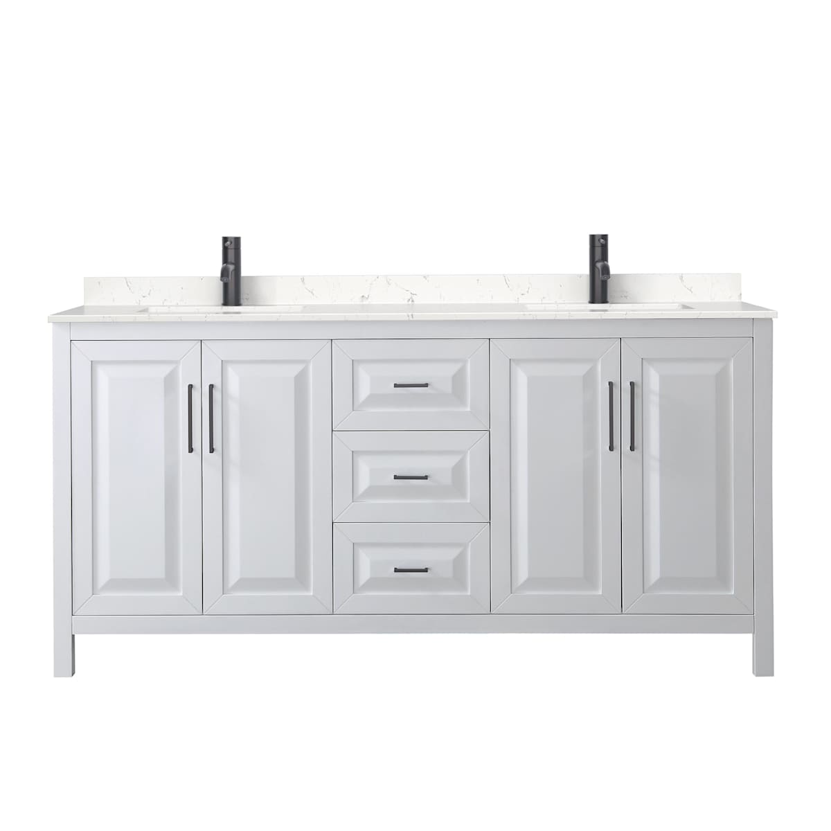 Daria 72" Free Standing Double Basin Vanity Set with Cabinet and Cultured Marble Vanity Top
