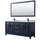 Daria 72" Free Standing Double Vanity Set with MDF Cabinet, Marble Vanity Top, 2 Undermount Sinks, and Framed Mirror - image 1