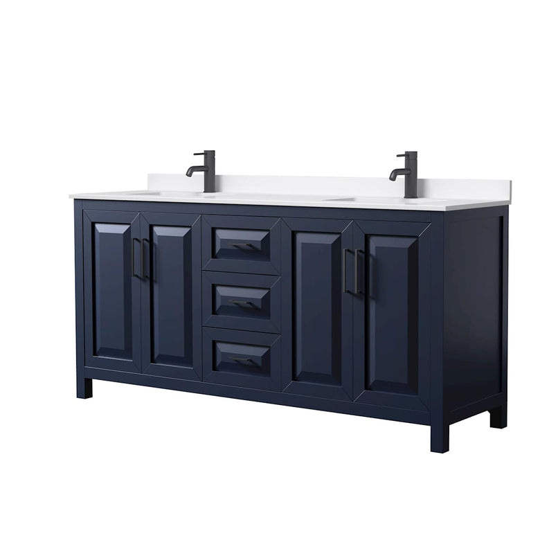 Daria 72" Free Standing Double Basin Vanity Set with Cabinet and Quartz Vanity Top - image 1