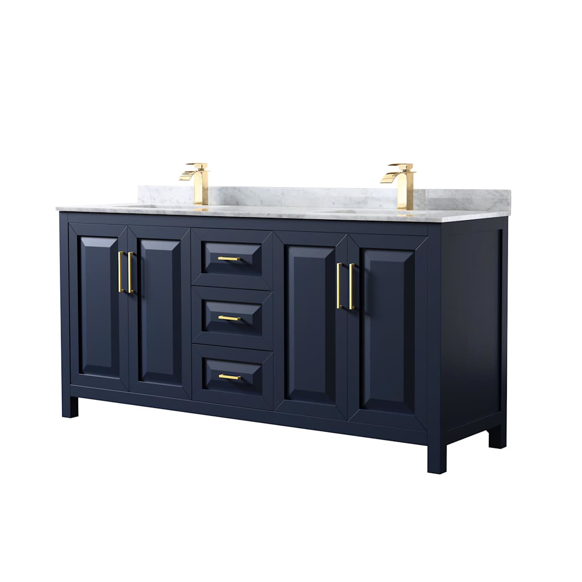 Daria 72" Free Standing Double Vanity Set with MDF Cabinet, Marble Vanity Top, and 2 Undermount Sinks