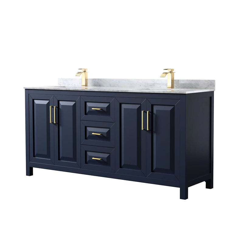 Daria 72" Free Standing Double Vanity Set with MDF Cabinet, Marble Vanity Top, and 2 Undermount Sinks - image 1