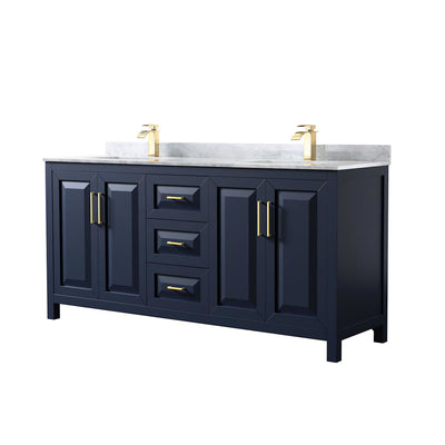 Daria 72" Free Standing Double Vanity Set with MDF Cabinet, Marble Vanity Top, and 2 Undermount Sinks - image 1