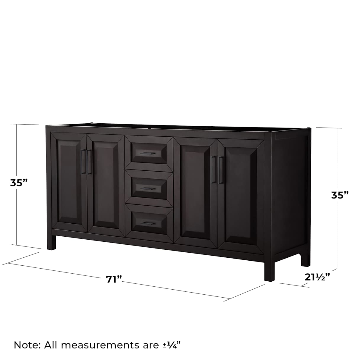 Daria 71" Double Free Standing Vanity Cabinet Only - Less Vanity Top