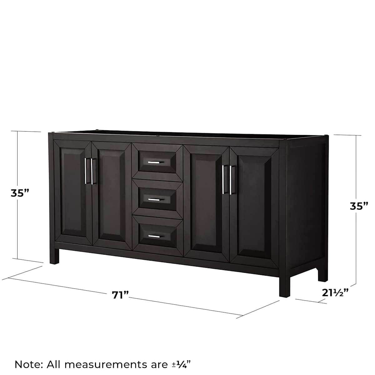 Daria 71" Double Free Standing Vanity Cabinet Only - Less Vanity Top