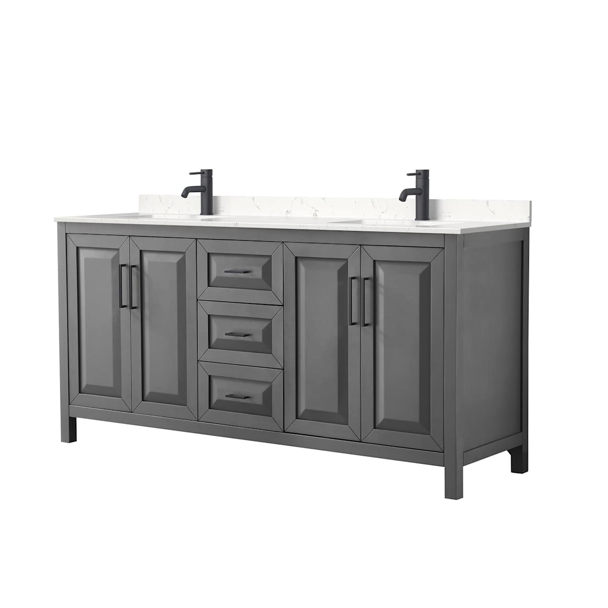 Daria 72" Free Standing Double Basin Vanity Set with Cabinet and Cultured Marble Vanity Top