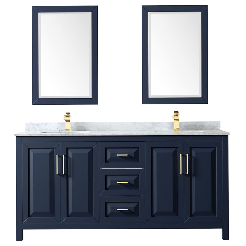 Daria 72" Free Standing Double Vanity Set with MDF Cabinet, Marble Vanity Top, 2 Undermount Sinks, and 2 Framed Mirrors - image 3