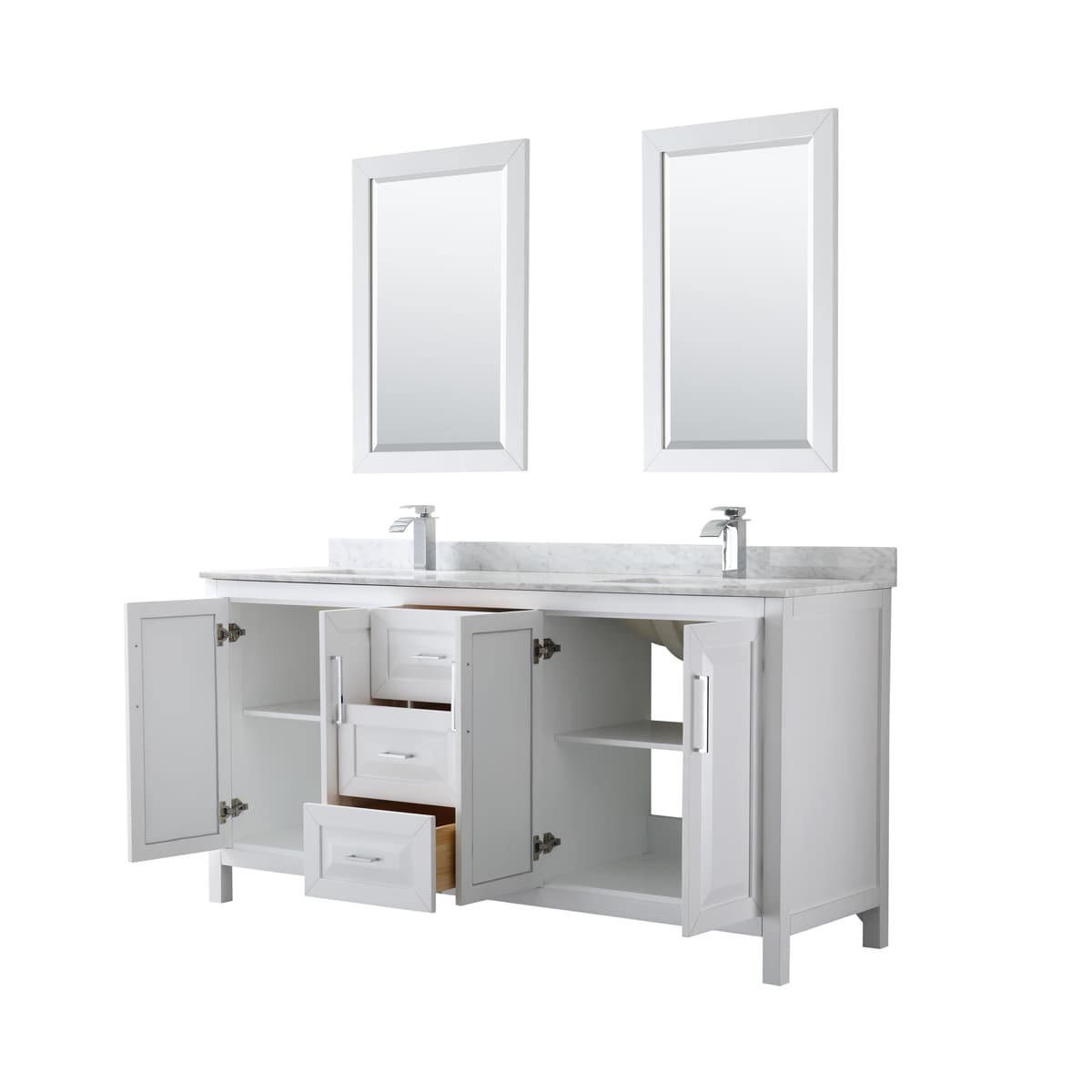 Daria 72" Free Standing Double Vanity Set with MDF Cabinet, Marble Vanity Top, 2 Undermount Sinks, and 2 Framed Mirrors - image 18
