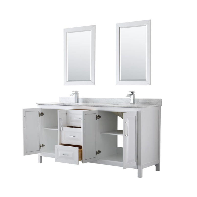 Daria 72" Free Standing Double Vanity Set with MDF Cabinet, Marble Vanity Top, 2 Undermount Sinks, and 2 Framed Mirrors - image 18
