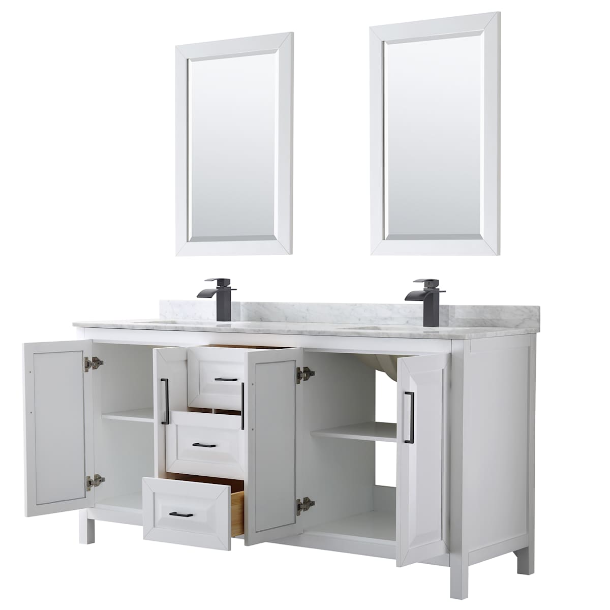 Daria 72" Free Standing Double Vanity Set with MDF Cabinet, Marble Vanity Top, 2 Undermount Sinks, and 2 Framed Mirrors - image 20