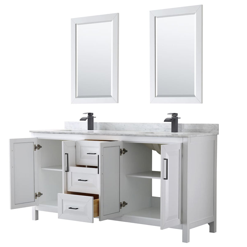 Daria 72" Free Standing Double Vanity Set with MDF Cabinet, Marble Vanity Top, 2 Undermount Sinks, and 2 Framed Mirrors - image 20