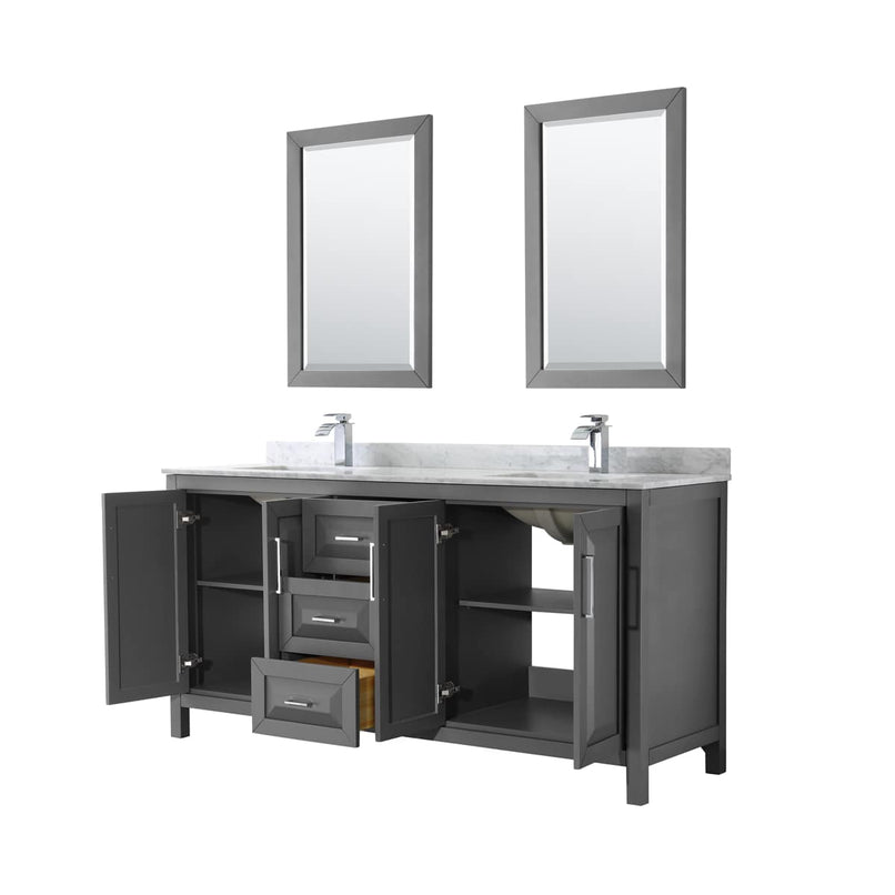 Daria 72" Free Standing Double Vanity Set with MDF Cabinet, Marble Vanity Top, 2 Undermount Sinks, and 2 Framed Mirrors - image 21