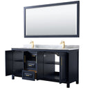 Daria 72" Free Standing Double Vanity Set with MDF Cabinet, Marble Vanity Top, 2 Undermount Sinks, and Framed Mirror - image 2