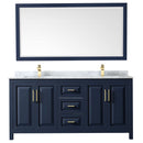 Daria 72" Free Standing Double Vanity Set with MDF Cabinet, Marble Vanity Top, 2 Undermount Sinks, and Framed Mirror - image 3