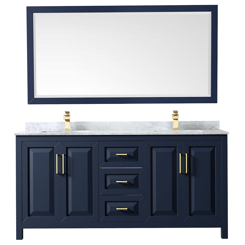 Daria 72" Free Standing Double Vanity Set with MDF Cabinet, Marble Vanity Top, 2 Undermount Sinks, and Framed Mirror - image 3