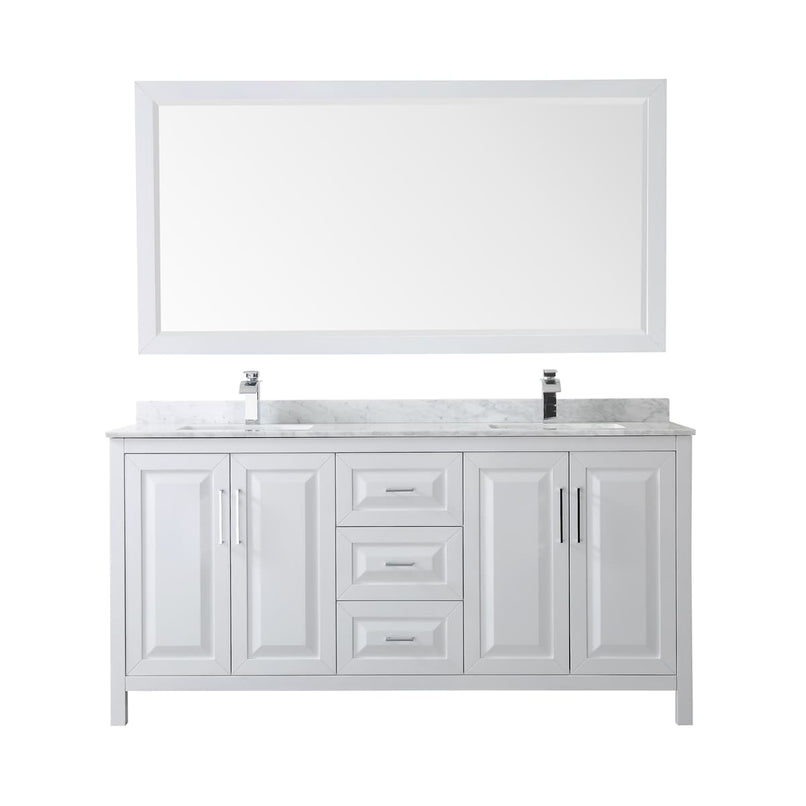 Daria 72" Free Standing Double Vanity Set with MDF Cabinet, Marble Vanity Top, 2 Undermount Sinks, and Framed Mirror - image 7
