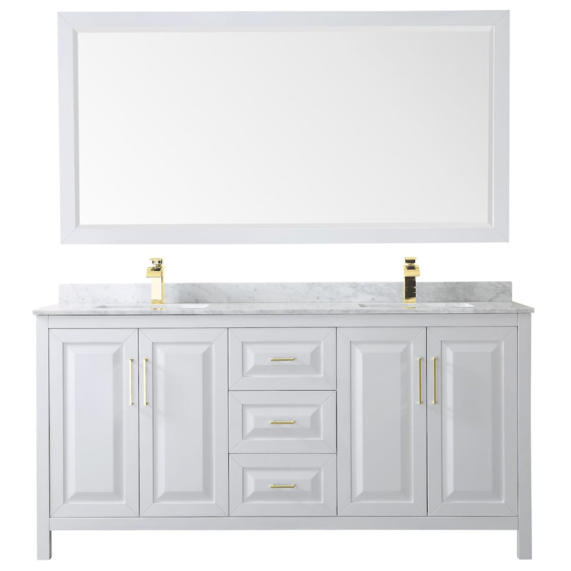 Daria 72" Free Standing Double Vanity Set with MDF Cabinet, Marble Vanity Top, 2 Undermount Sinks, and Framed Mirror - image 8