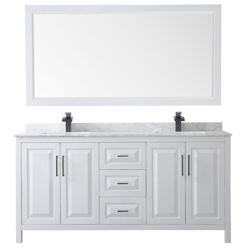 Daria 72" Free Standing Double Vanity Set with MDF Cabinet, Marble Vanity Top, 2 Undermount Sinks, and Framed Mirror - image 10