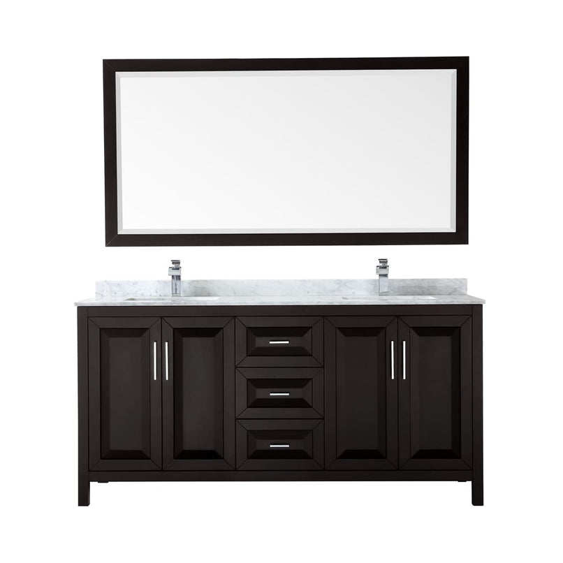 Daria 72" Free Standing Double Vanity Set with MDF Cabinet, Marble Vanity Top, 2 Undermount Sinks, and Framed Mirror - image 15