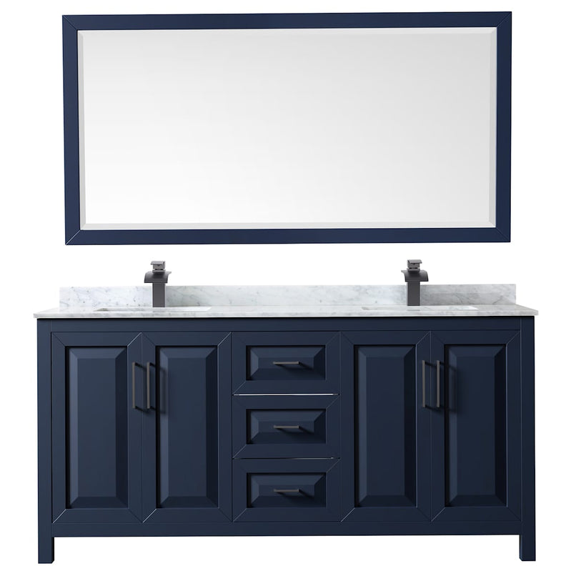 Daria 72" Free Standing Double Vanity Set with MDF Cabinet, Marble Vanity Top, 2 Undermount Sinks, and Framed Mirror - image 16