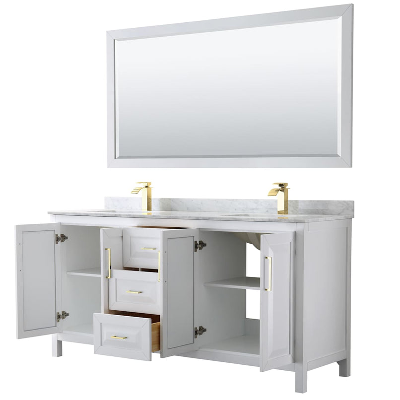 Daria 72" Free Standing Double Vanity Set with MDF Cabinet, Marble Vanity Top, 2 Undermount Sinks, and Framed Mirror - image 19