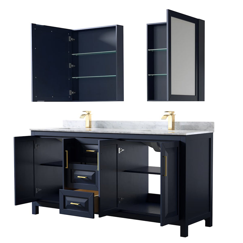 Daria 72" Free Standing Double Vanity Set with MDF Cabinet, Marble Vanity Top, 2 Undermount Sinks, and 2 Medicine Cabinets - image 2