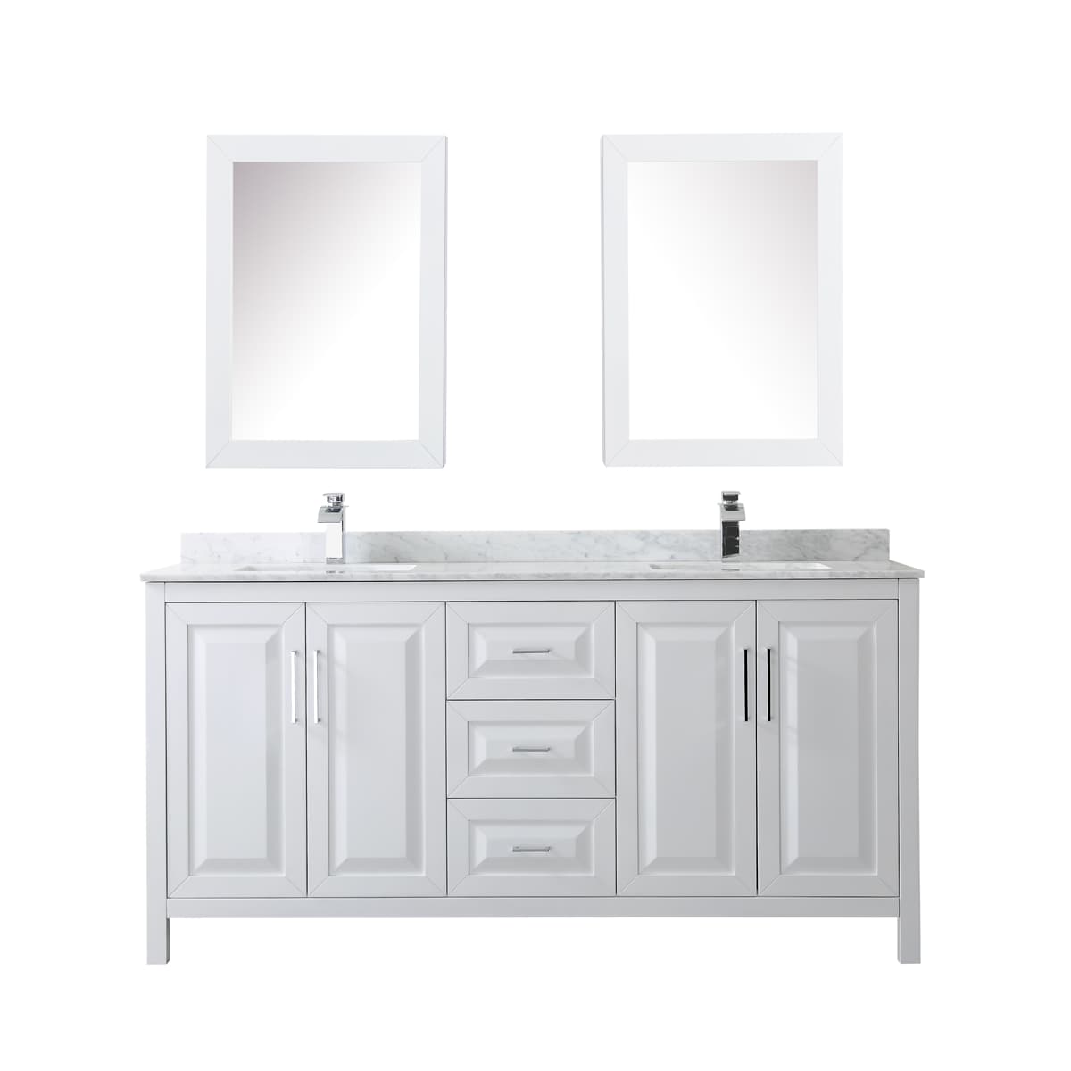 Daria 72" Free Standing Double Vanity Set with MDF Cabinet, Marble Vanity Top, 2 Undermount Sinks, and 2 Medicine Cabinets