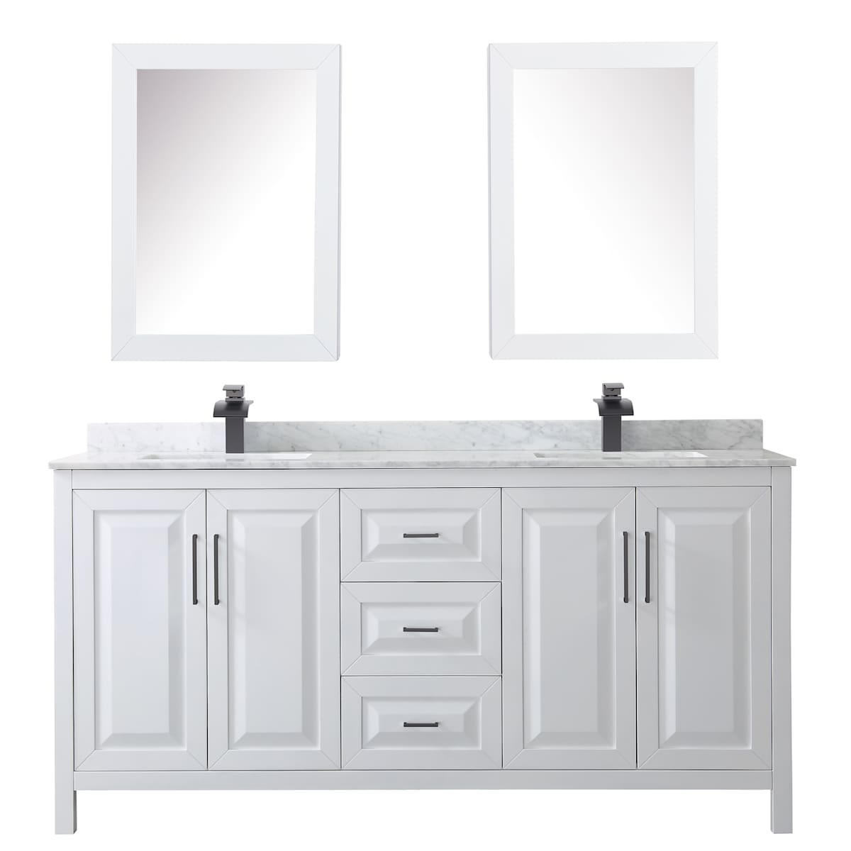 Daria 72" Free Standing Double Vanity Set with MDF Cabinet, Marble Vanity Top, 2 Undermount Sinks, and 2 Medicine Cabinets