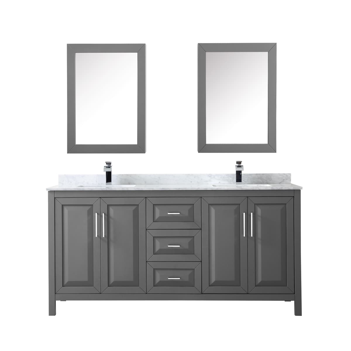 Daria 72" Free Standing Double Vanity Set with MDF Cabinet, Marble Vanity Top, 2 Undermount Sinks, and 2 Medicine Cabinets