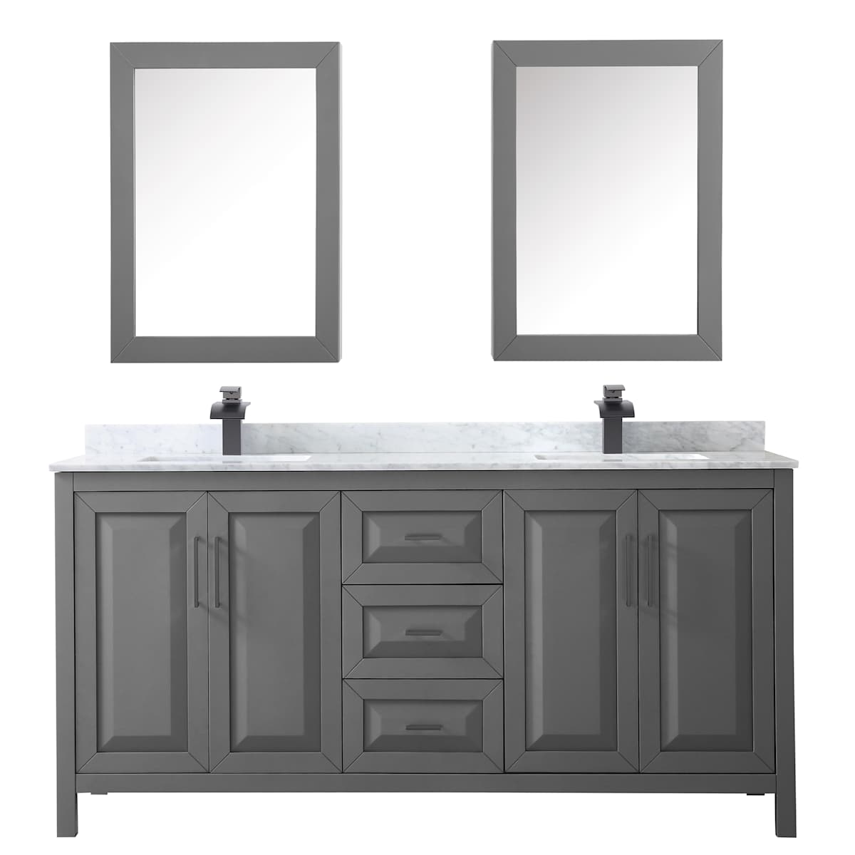 Daria 72" Free Standing Double Vanity Set with MDF Cabinet, Marble Vanity Top, 2 Undermount Sinks, and 2 Medicine Cabinets