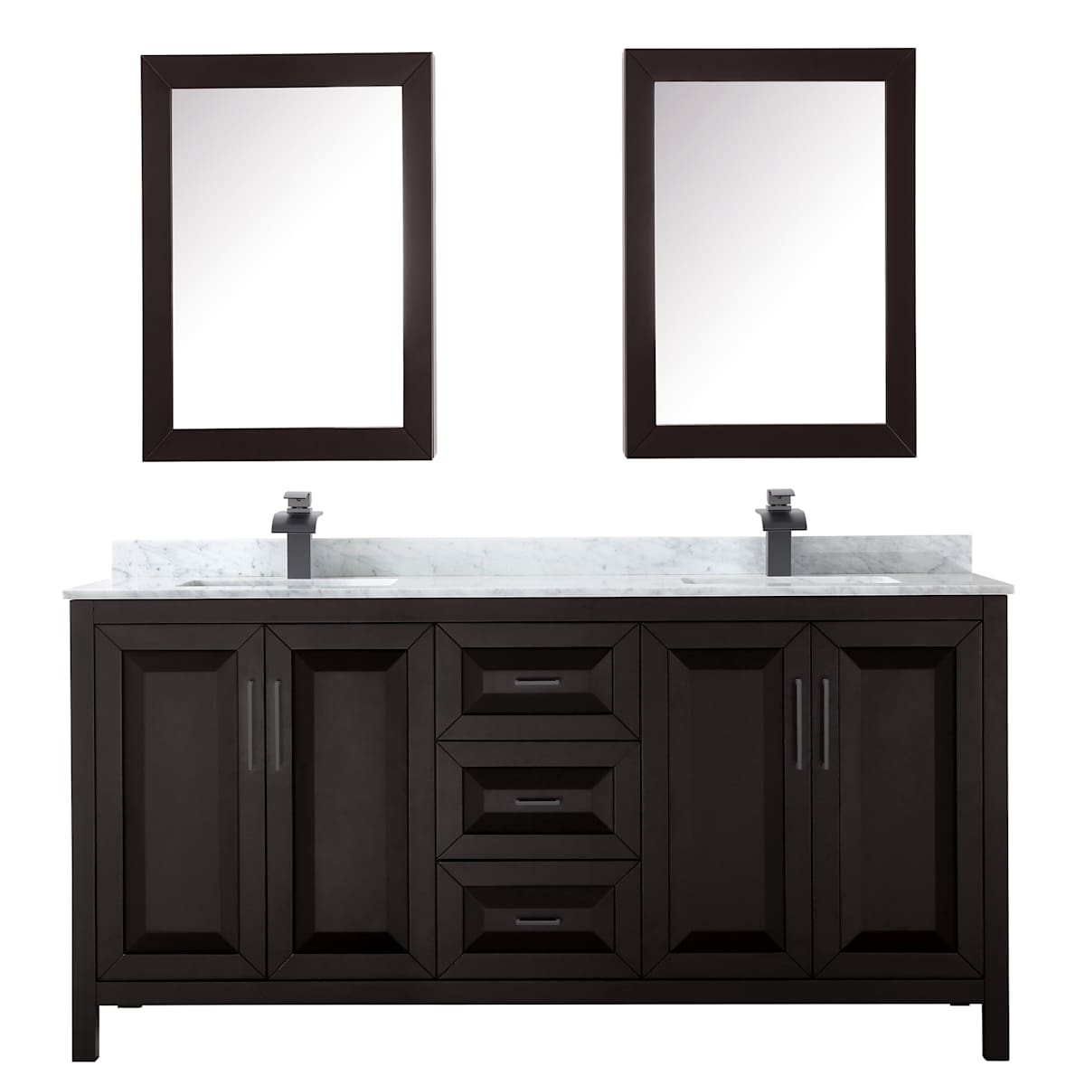 Daria 72" Free Standing Double Vanity Set with MDF Cabinet, Marble Vanity Top, 2 Undermount Sinks, and 2 Medicine Cabinets