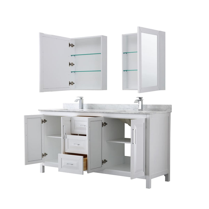 Daria 72" Free Standing Double Vanity Set with MDF Cabinet, Marble Vanity Top, 2 Undermount Sinks, and 2 Medicine Cabinets - image 19