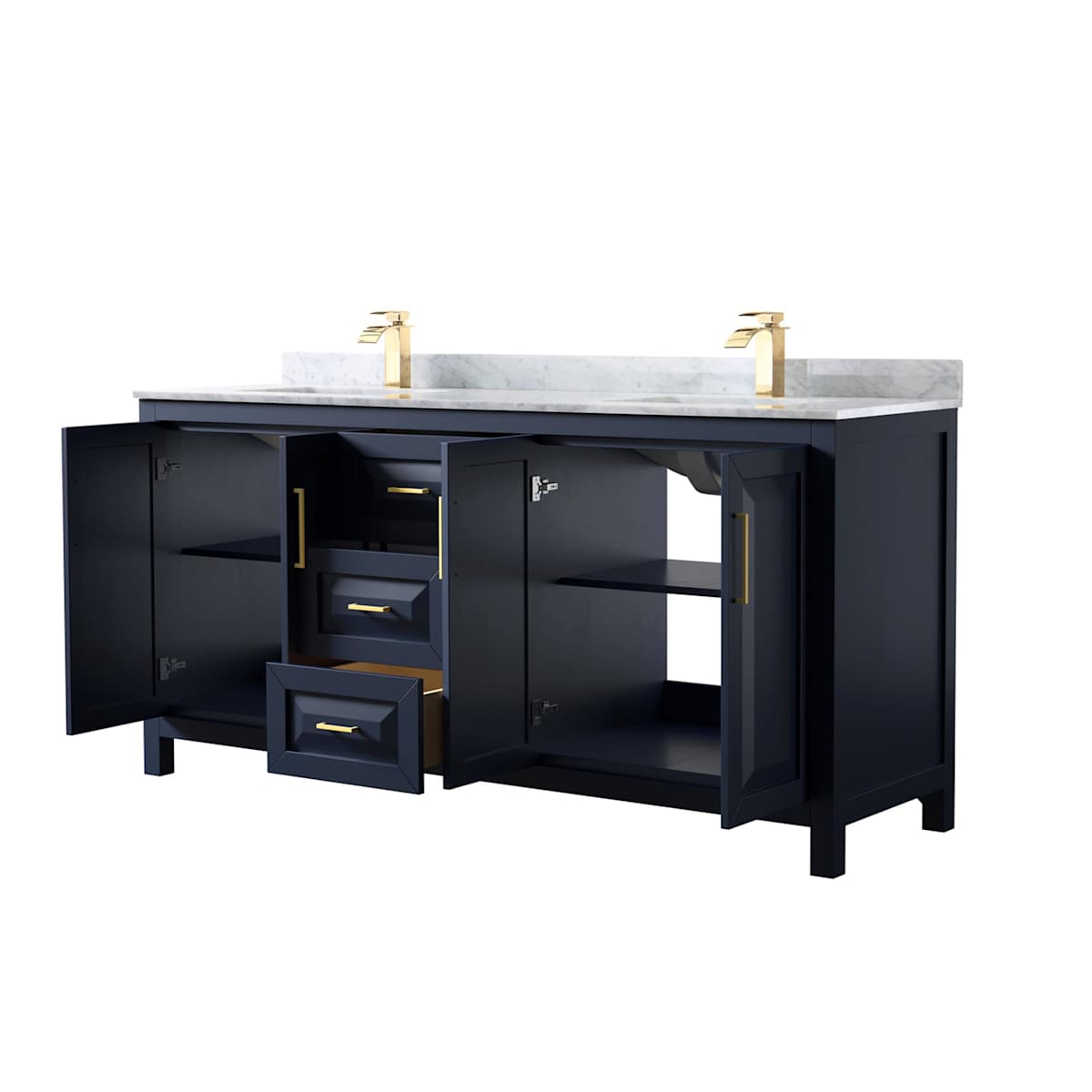 Daria 72" Free Standing Double Vanity Set with MDF Cabinet, Marble Vanity Top, and 2 Undermount Sinks