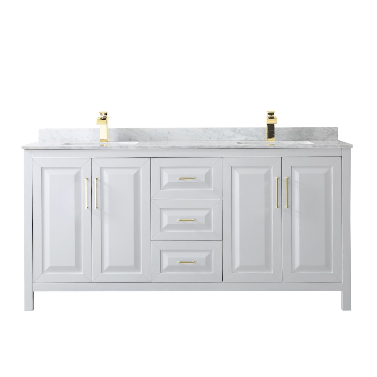 Daria 72" Free Standing Double Vanity Set with MDF Cabinet, Marble Vanity Top, and 2 Undermount Sinks